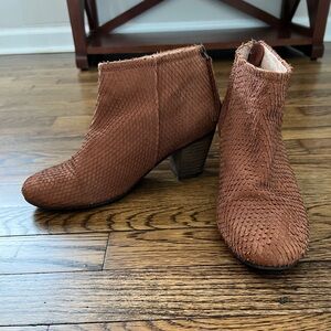 Anthropologie Textured Brown Ankle Boots